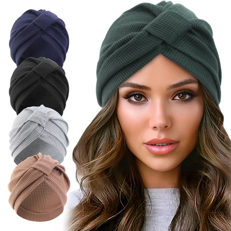 of the new women of cotton thickened waffles square knotted turban head wrapping cancer chemo cap head cap hood for hair loss