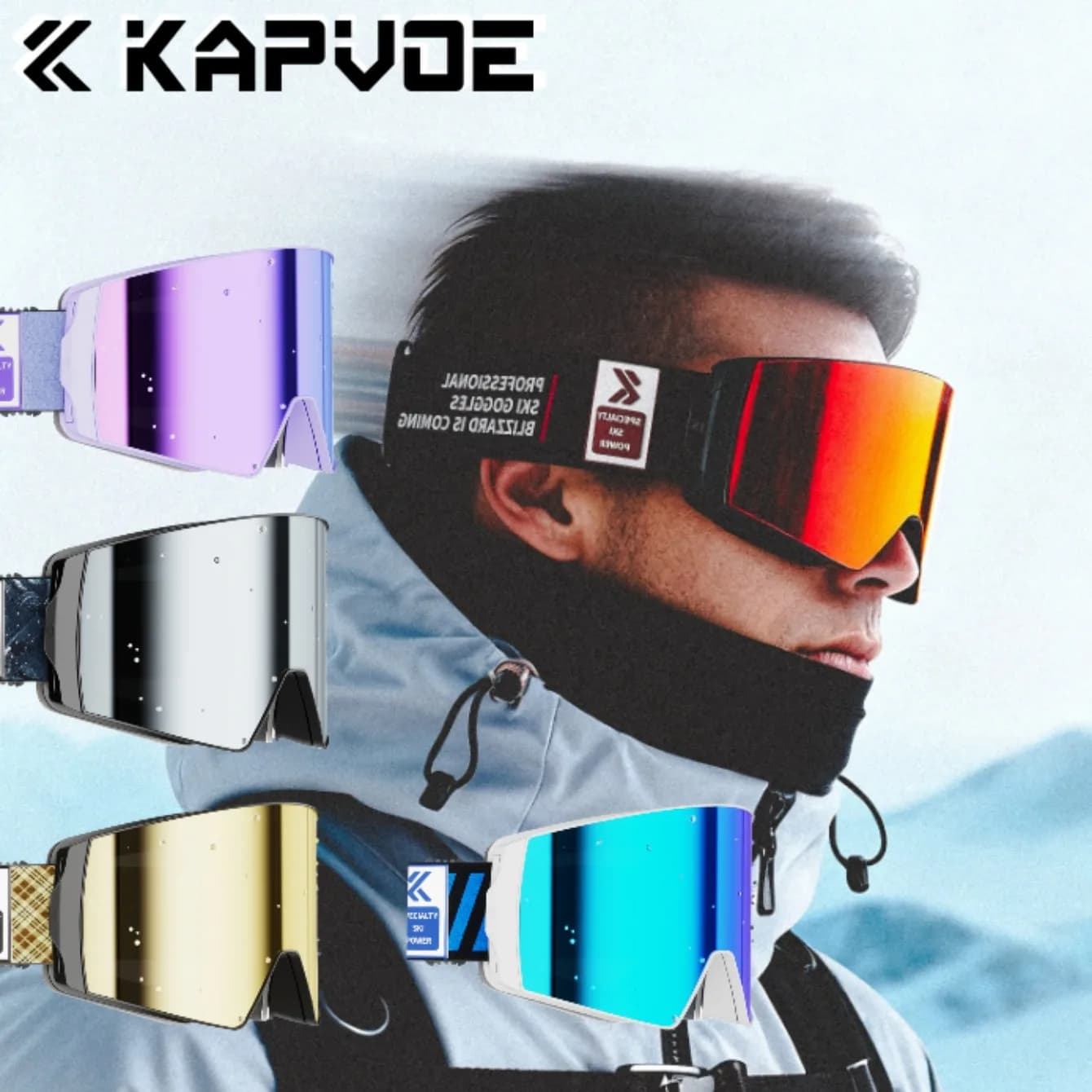 Kapvoe Men Snow Glasses Ski Sunglasses Snowboard Mask Woman Kit anti-fog lenses UV400 Moto snow boots