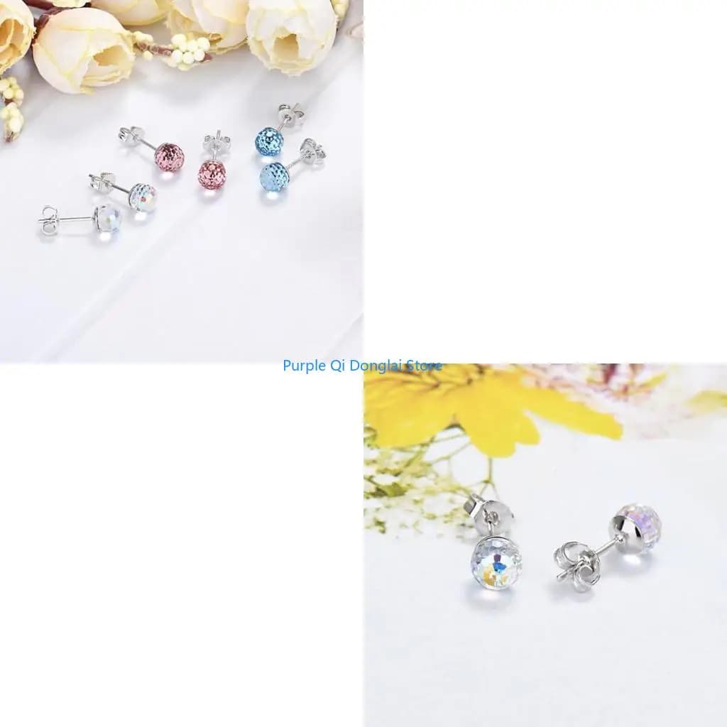 L21E Orecchini unici con sfere cristallo colorate Orecchini a bottone da donna Regalo Accessori eleganti per