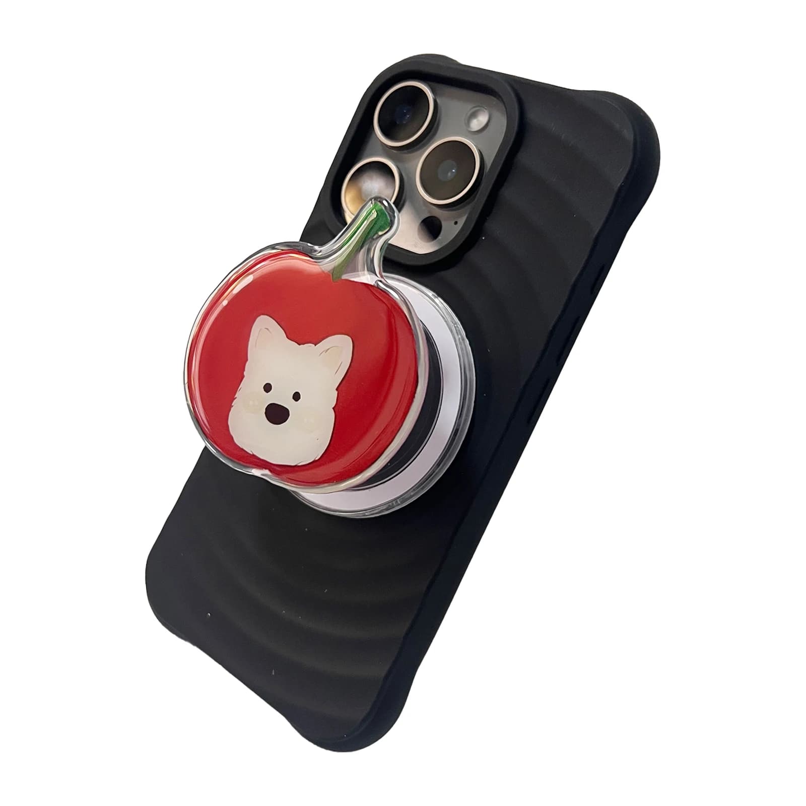 Simpatico animale domestico mela rossa e Ahite supporto per telefono per cani supporto Griptok per iPhone 17 16PM custodia Samsung staffa presa regalo per ragazza