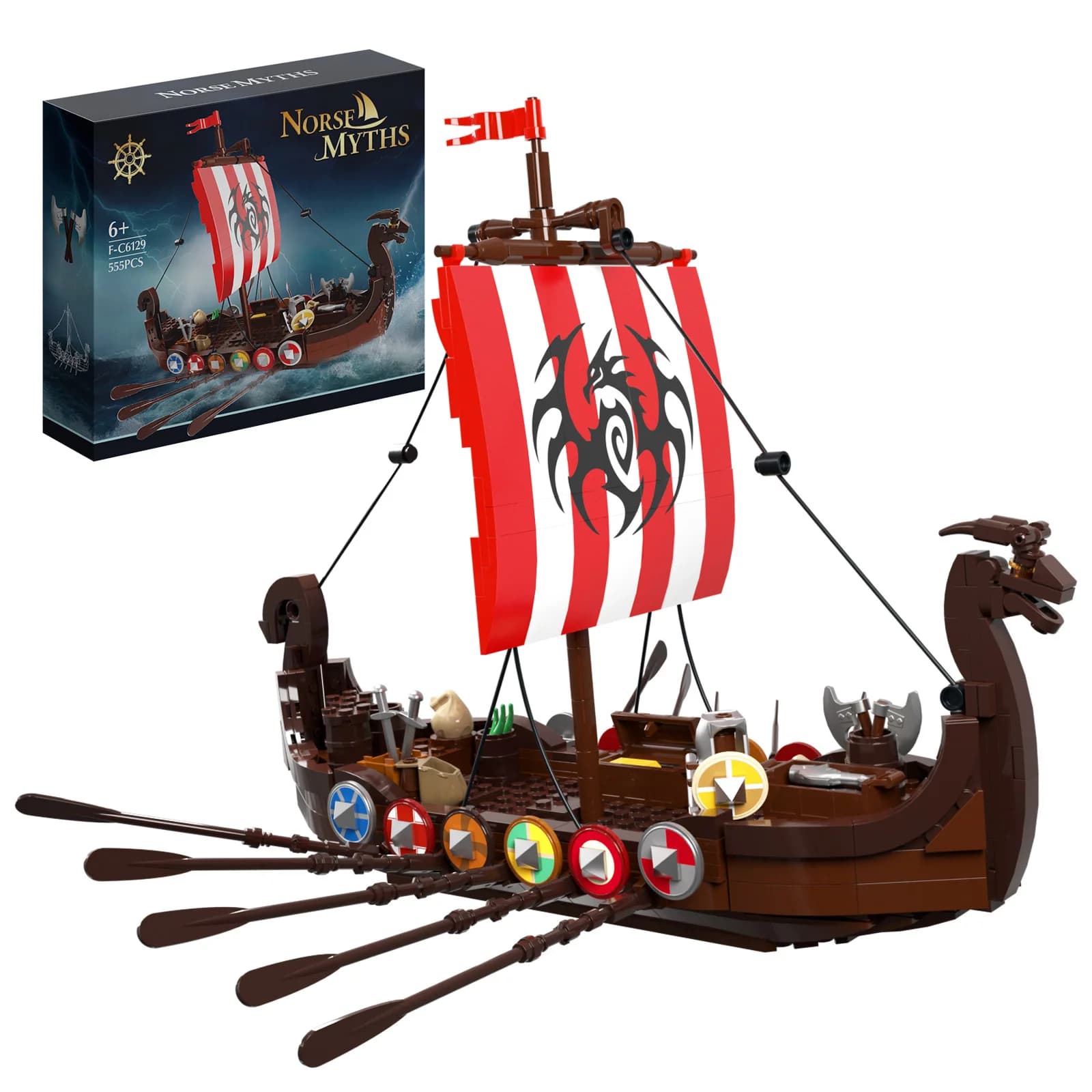 Medievale militare vichingo modello di nave blocchi di costruzione Sodiers figure barca mattoni giocattoli creativi esperti giocattoli di natale per bambini ragazzi