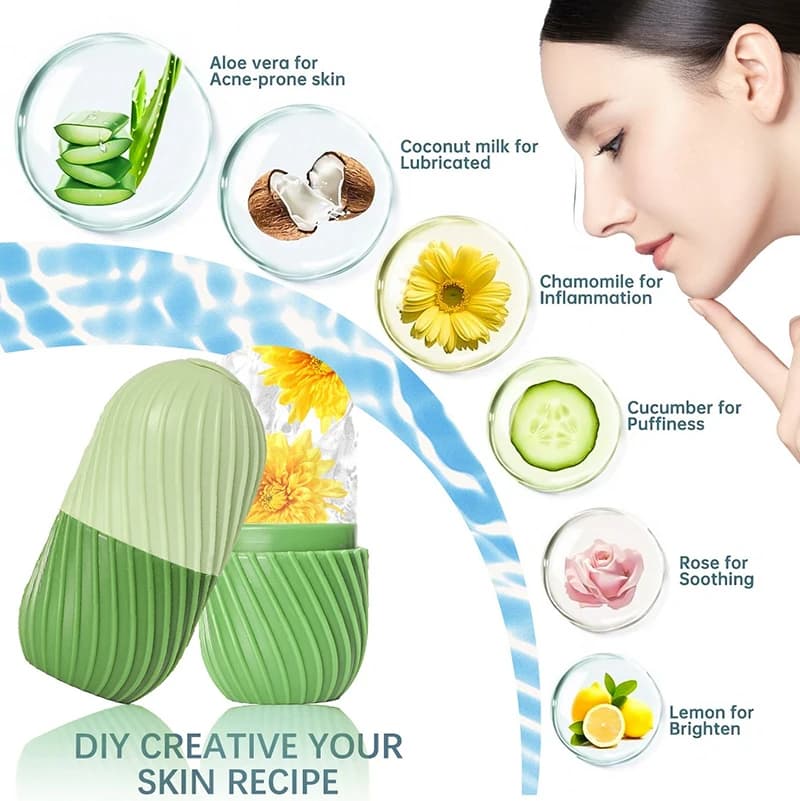 New【1PC Silicone Ice Face Roller Mold Reusable Tray For Reducing Puffiness Enhancing Skin Care And Facial Massage】