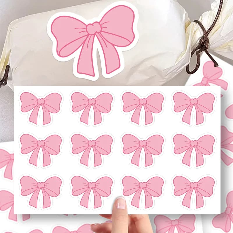 5Zhang60Adesivo con fiocco rosa, adesivi sigillanti per confezioni regalo Adesivi decorativi regalo Tazza d'acqua Notebook ScrapbookDIYSticker