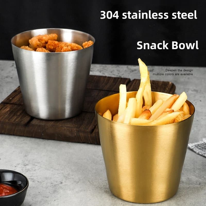 Boccale di birra in acciaio inossidabile 304, stoviglie, tazza per snack, tazza per patatine fritte, tazze per snack fritti, cucina, sala da pranzo, bar, casa, giardino