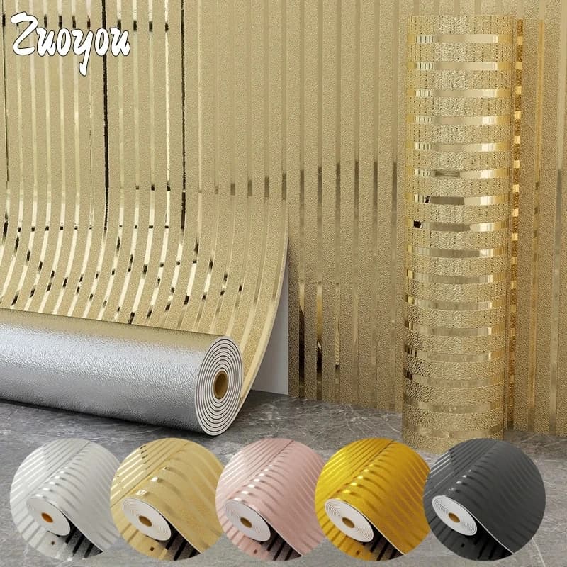 Carta da parati staccabile e incollata con texture metallica in schiuma 3Mx40cm per rivestimento murale Adesivi murali autoadesivi spessi impermeabili Decorazioni per la casa