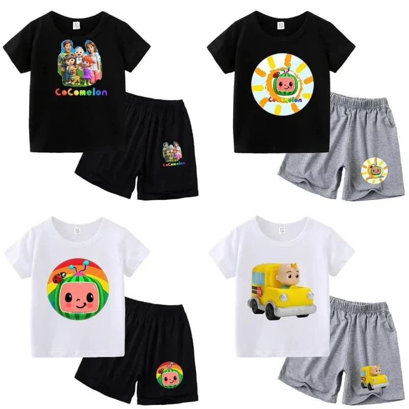 Cocomelons Set di vestiti estivi per bambini T-shirt per neonato Pantalone per ragazza Abito a maniche corte Toddle Bambini Vestire Completo Completo Regali di compleanno
