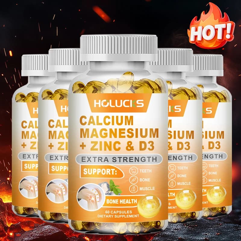 Integratore di Calcio, Magnesio, Zinco e Vitamina D3, Supporta la Forza Ossea, la Funzione Muscolare, la Salute Immunitaria e l'Assorbimento Ottimale del Calcio