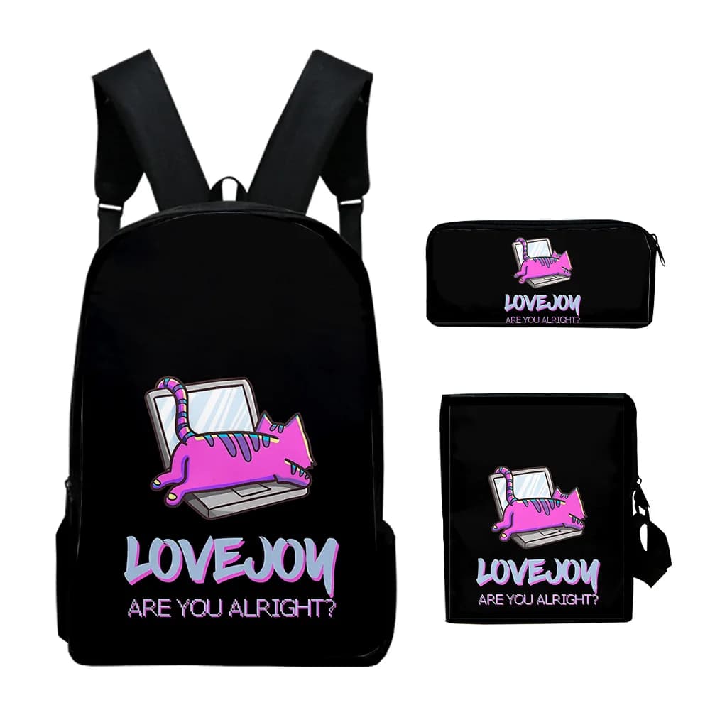 Cartoon wilbur soot lovejoy 3D Print 3pcs/Set pupil School Bags Laptop Daypack Backpack Inclined shoulder bags Pencil Case