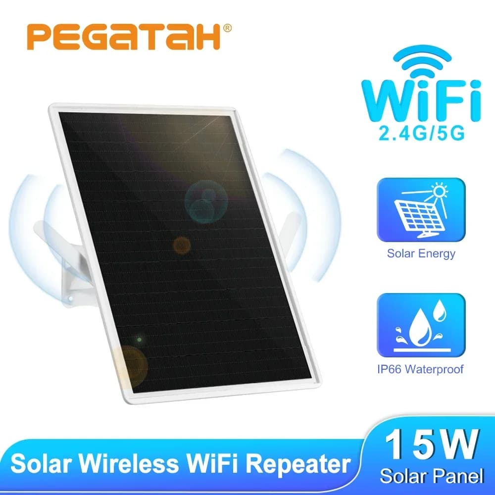 Router WiFi Solare 15W 300Mbps, Amplificatore di Segnale 20000mAh, Ripetitore Wireless per Esterni per Telecamere Solari, Supporta WiFi 2.4G e 5G