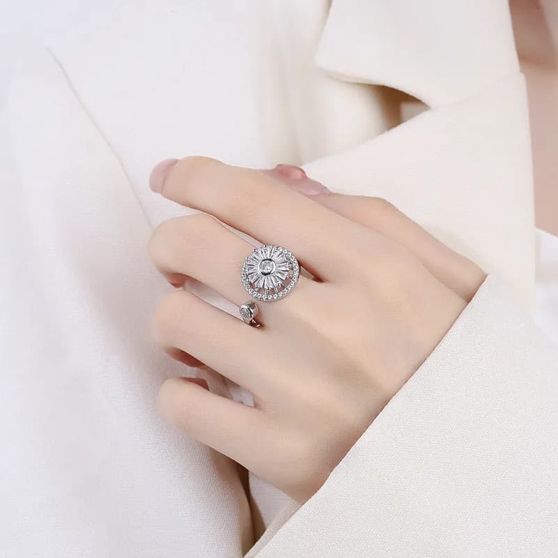 Anello antistress per l'ansia Fidget Spinner per le donne Delicate gioielli con fiori per dita che ruotano liberamente anelli rotanti Accessori regalo