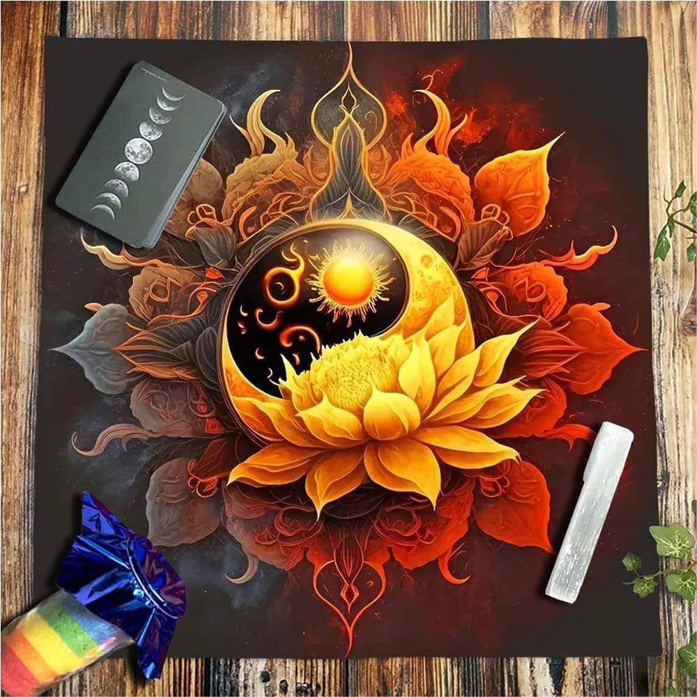 Retro Sun Flower Tarocchi Tovaglia Push Card Decor Panno Zerbino Mandala Gioco Altare Panno Spread Tarocchi Tovaglia Quadrato 50x50 75x75 CM