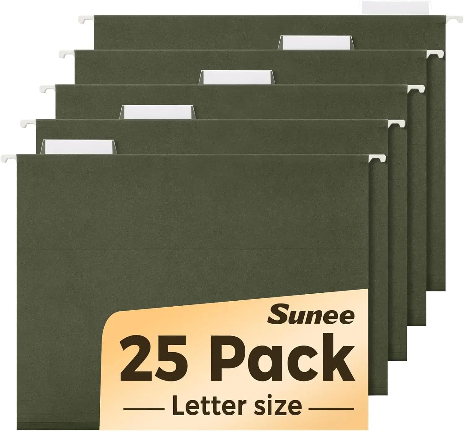 Confezione da 25 Cartelle Sospese Rinforzate, Formato Letter con Linguette Regolabili per Documenti Voluminosi nei Schedari, Verde