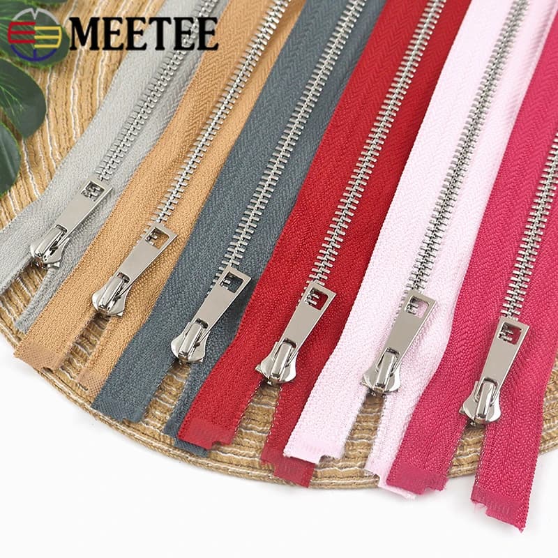 5 pezzi Meetee 5 # Cerniere in Metallo 15-80cm, Cerniere Apribili/Non Apribili, Kit Riparazione Cerniere per Vestiti, Chiusure per Jeans, Accessori per Cucito