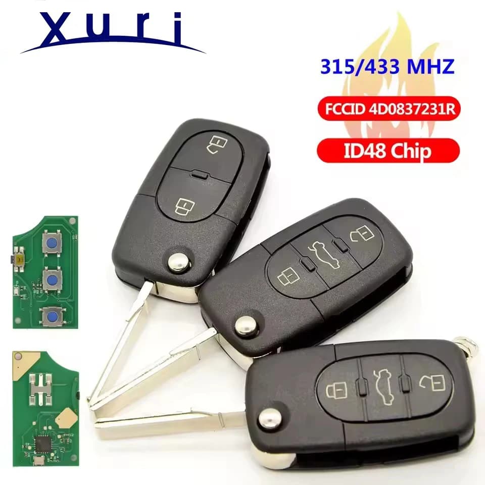 Xuri Chiave A Distanza Intelligente Per Auto Per Audi A3 A4 A6 A8 B6 ID48 Chip 433 Mhz FCCID 4D0837231R Auto Smart telecomando Sostituire Chiave