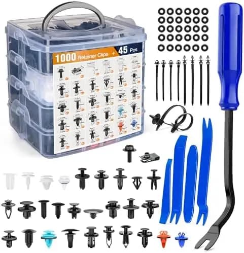 GOOACC Kit di 1045 Pezzi di Clip e Fissaggi per Auto - 30 Misure di Rivetti in Nylon per Paraurti e Parafanghi, Include Strumento di Rimozione e 10 Fascette per Cavi