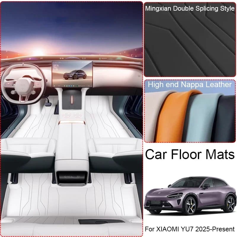 Personalized Leather Car Protective Mat Waterproof Luxury Anti-slip Mat Automatic Accessory for XIAOMI YU7 2025-Present