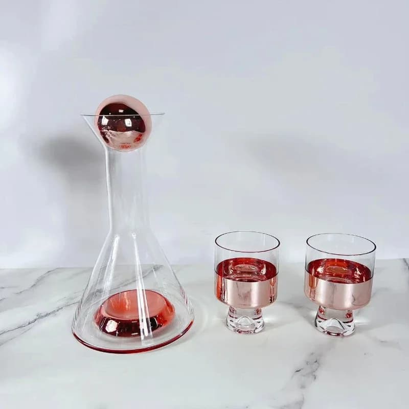 Set di bicchieri da vino moderni, semplici, in cristallo europeo, grigio fumo, oro, ornamento per bicchieri da vino