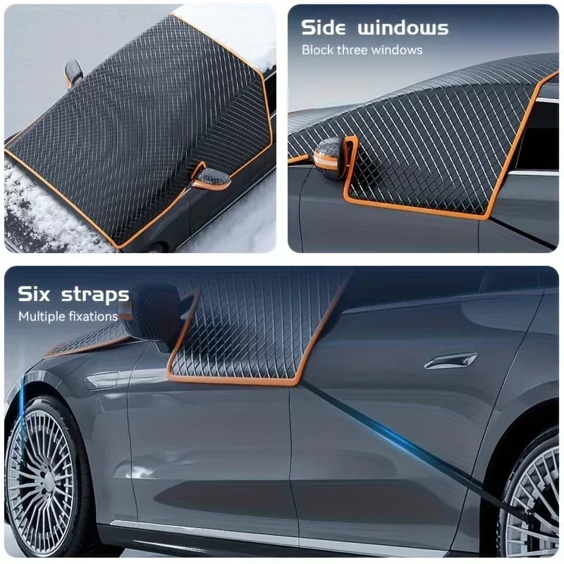 Universal Car Front Windscreen Cover Car Windshield Snow Sun Shade Cover With Reflective Stripe Winter Snow Cover