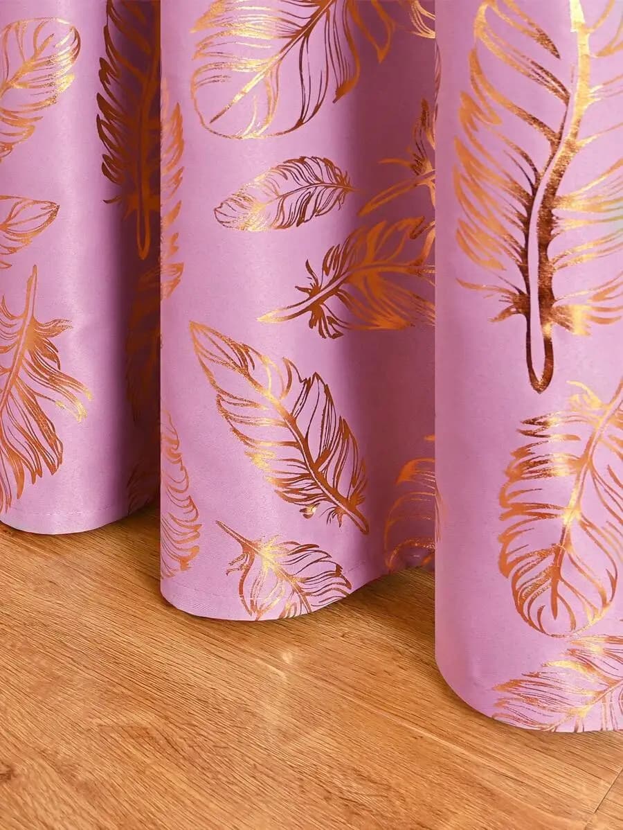 One Modern Style Polyester Feather Pattern Blackout Curtain, Feather Slowly Falling Design, Suitable For Various Room Types