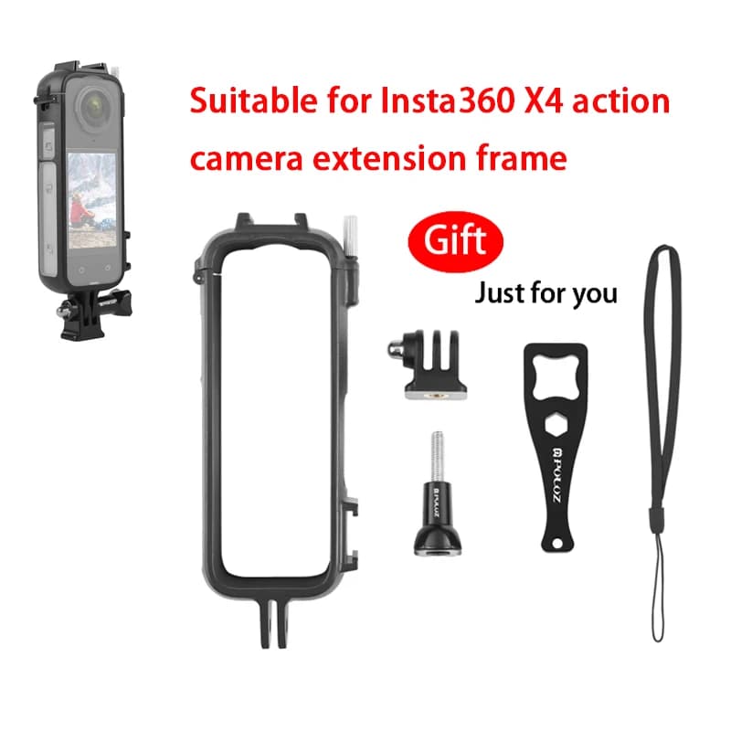 Plastic Protective Frame for PC with Cold Shoe for Insta360 X4 Action Camera Expansion Frame with 1/4 Threaded Hole