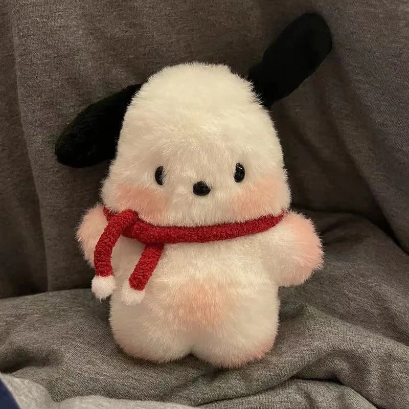 Peluche Sanrio Pochacco in piedi con maglione, stile Ins, simpatico portachiavi giocattolo imbottito, stesso stile delle social media, per ragazze