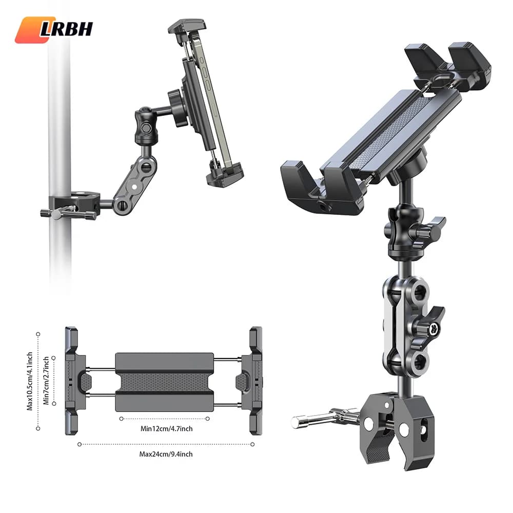 Phone and Tablet Holder for Treadmill/Spin Bike/Stroller/Wheelchair/Golf Cart/Poles/Music Stand/Stationary Bike