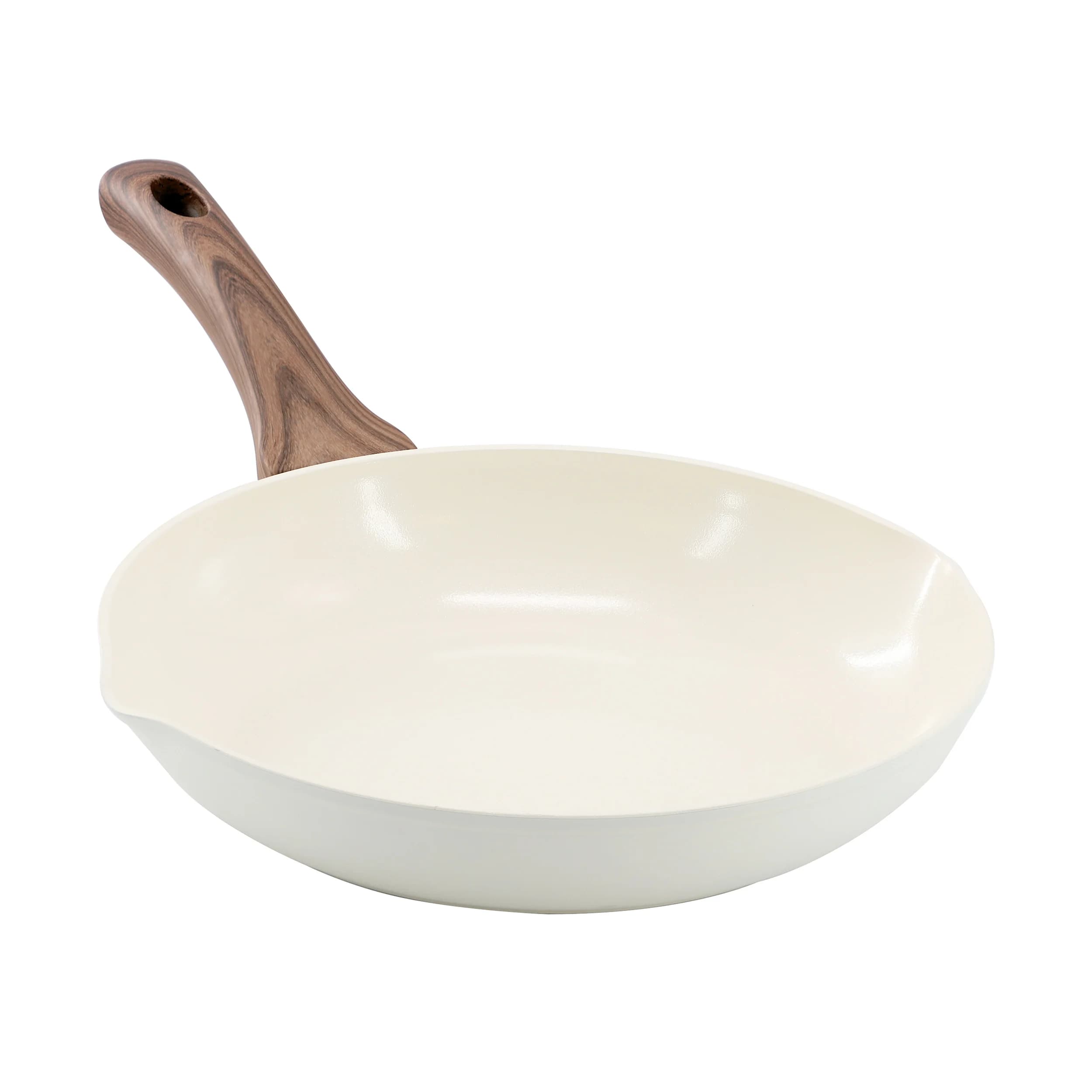 8-inch ceramic nonstick forged frying pan in off-white finish for versatile cooking performance