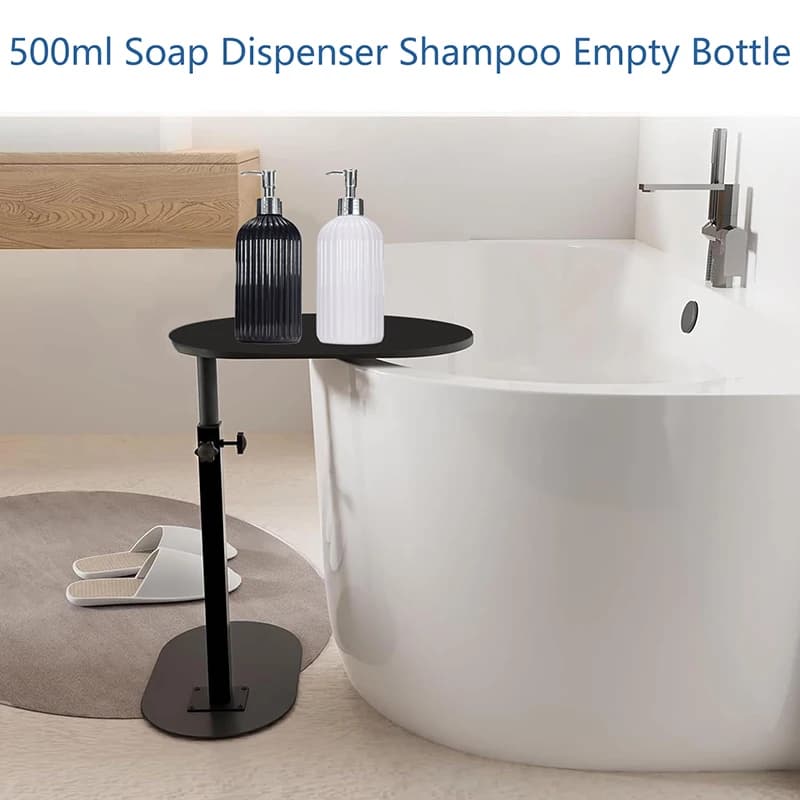 (Ce14)500ml Striped Black/White Soap Dispenser Bathroom Shower Wash Shampoo Bottle Refillable Kitchen Dish Hands Soap Container