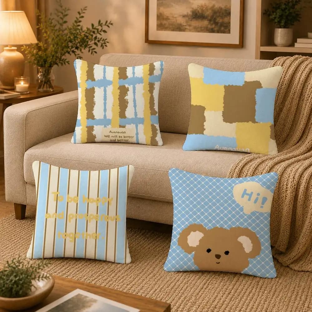 Star I-ins Cushion Cover Washable Soft Plush Cushion Cover Square Pillow Case for Sofa Couch Bed