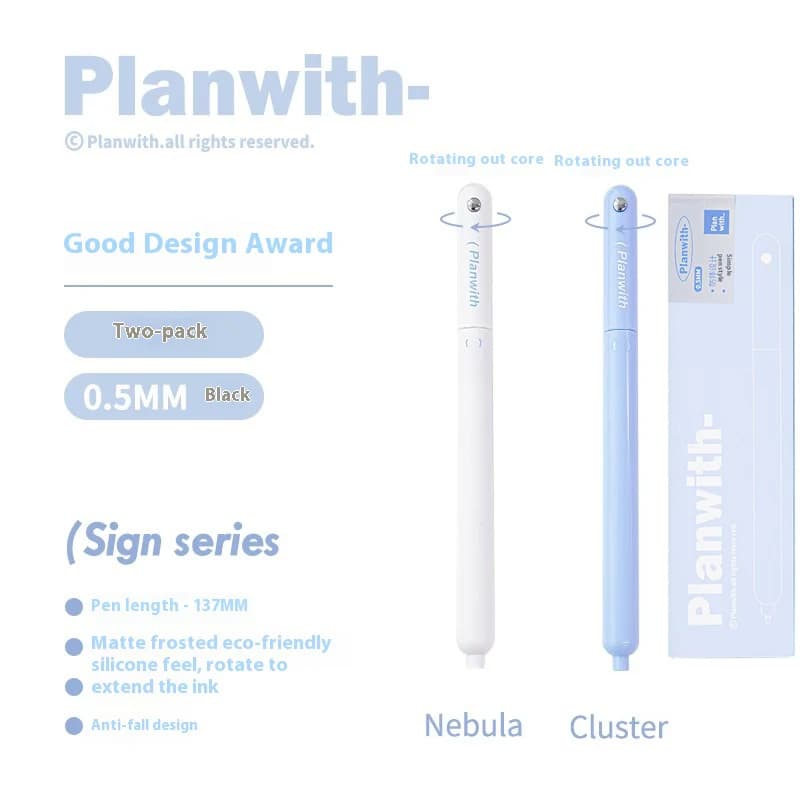 Planwith Penna gel rotante, inchiostro nero svizzero Premec anticaduta 0,5 mm Scrittura liscia perfettaPer forniture utili per studenti e impiegati