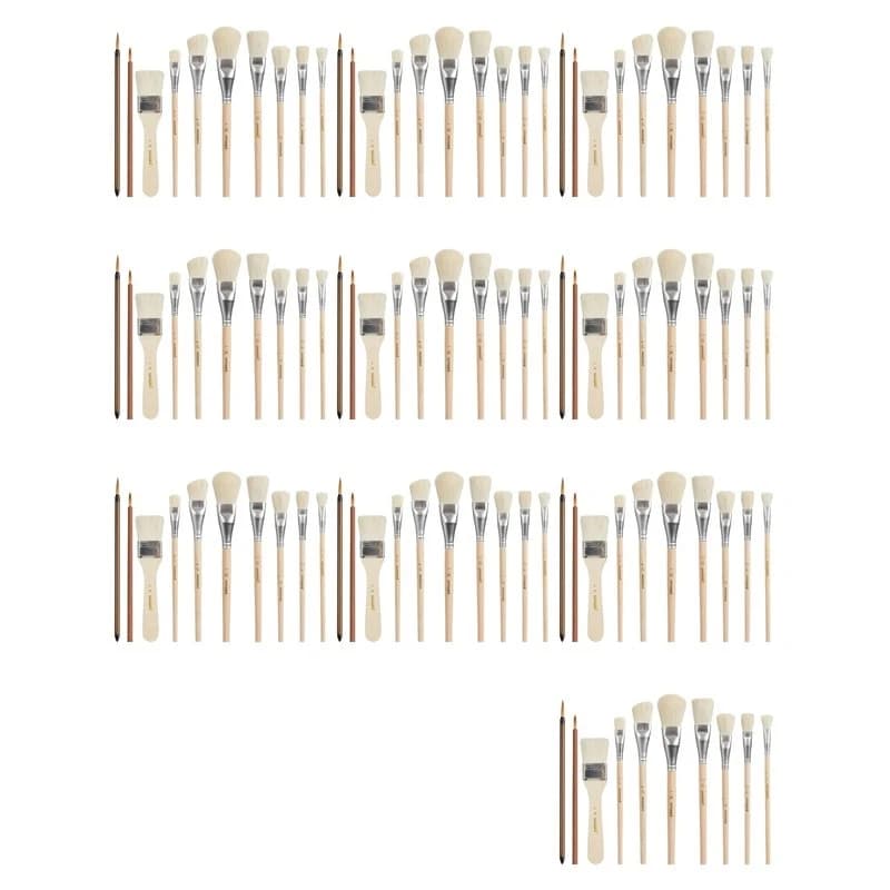 HOT-Mop Brush For Acrylic Painting,100 PCS Glaze Brushes For Pottery Goat Hair Blend Mop Brush Set For Pottery Acrylic Paint