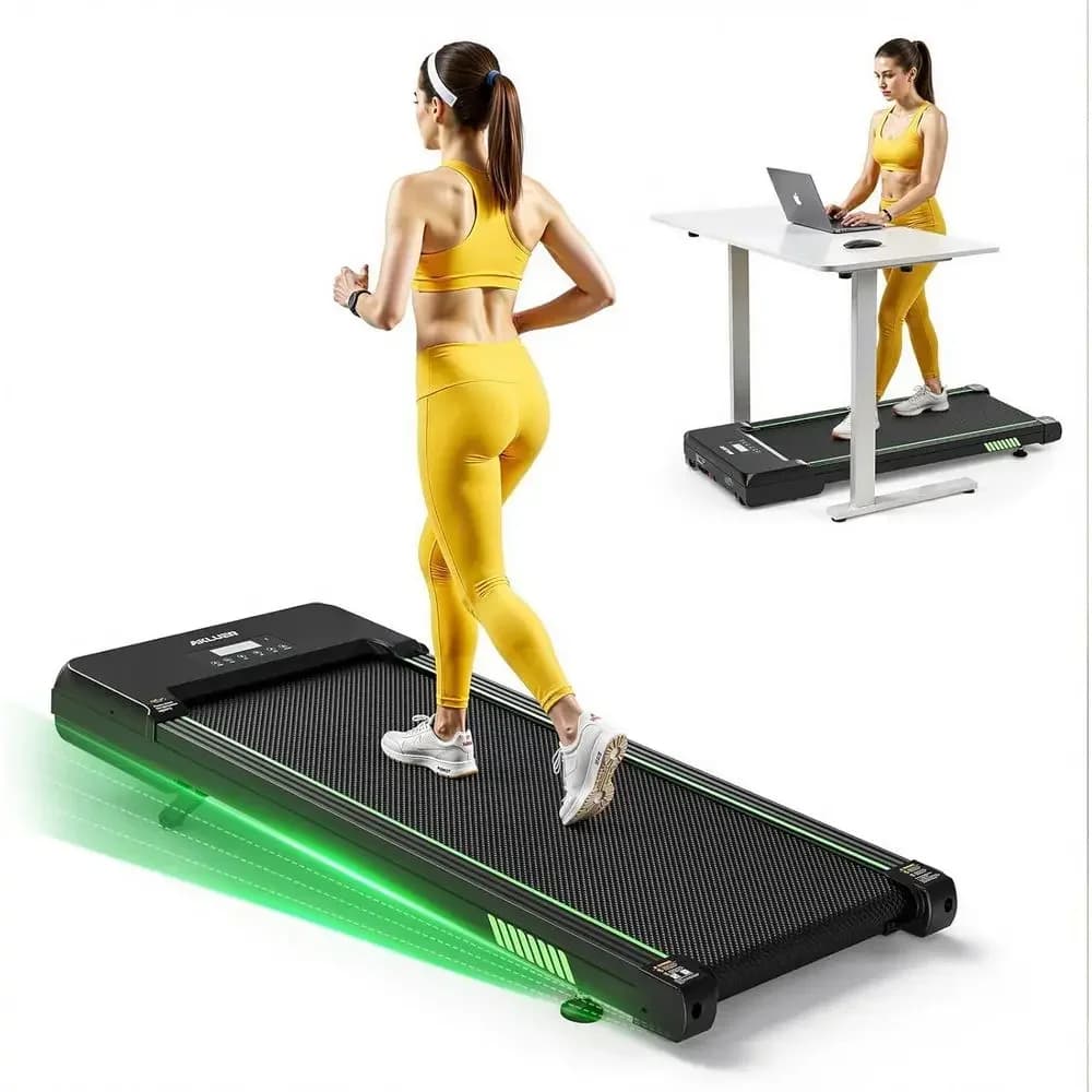 Compact Desk Treadmill for Home and Office, Portable with Auto Incline, Smart App, and Bluetooth Speaker for Indoor Hiking Exper