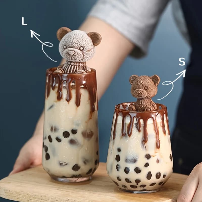 Stampi in Silicone 3D a Forma di Orso, Adatti per Cioccolato, Torte, Gelato, Whisky, Vino e Cocktail