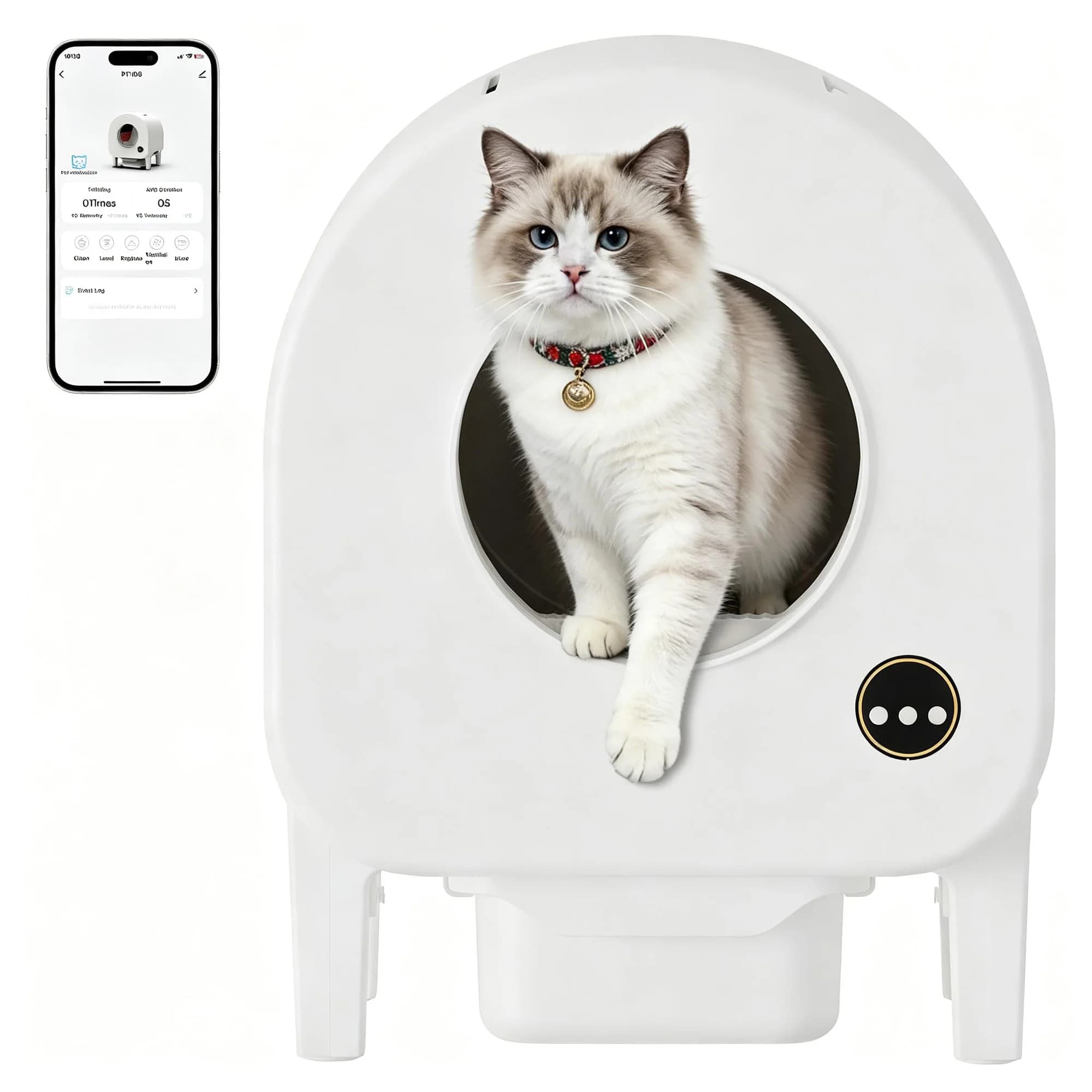 Large Automatic Cat Litter Box Self-Cleaning, ABS Plastic Multi-Cat Litter Box With Carbon Filter, 15L Waste Bin Safe Odor Lock
