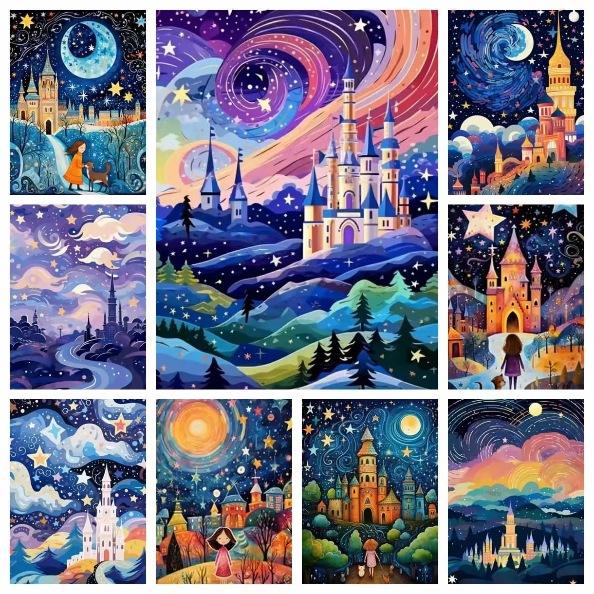 Kit Pittura Diamante 5D Senza Cornice Castello dei Fantasmi Cartoon Wonderland, Mosaico Fai da Te Ricamo a Punto Croce, Regalo