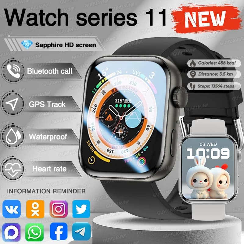 Per IOS Watch Series 11 uomo donna Smart Watch traiettoria GPS braccialetto display AMOLED chiamata Bluetooth Sport orologio intelligente impermeabile