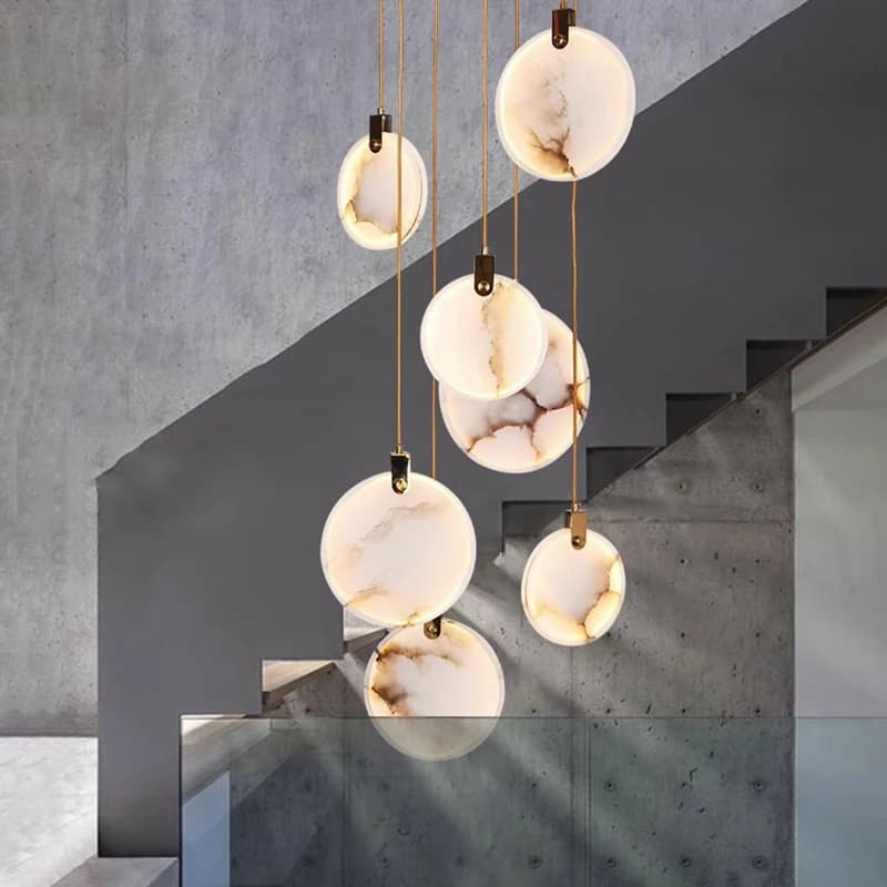 Modern Decorative LED Lamp for Attic and Entrance, Luxurious Suspension Lamp in Marmo for Living and Stairs, Ceiling Lamp for Villa
