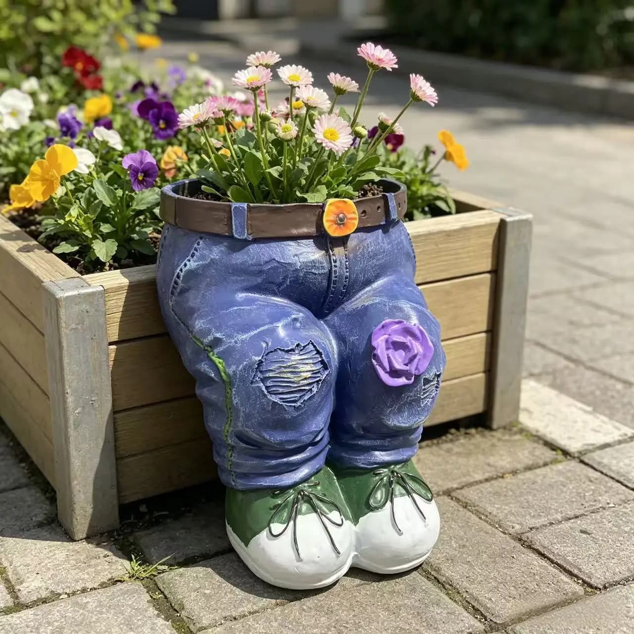 Funny Denim Jeans Pants Shaped Resin Flower Pot Succulent Planter Home Garden Decor
