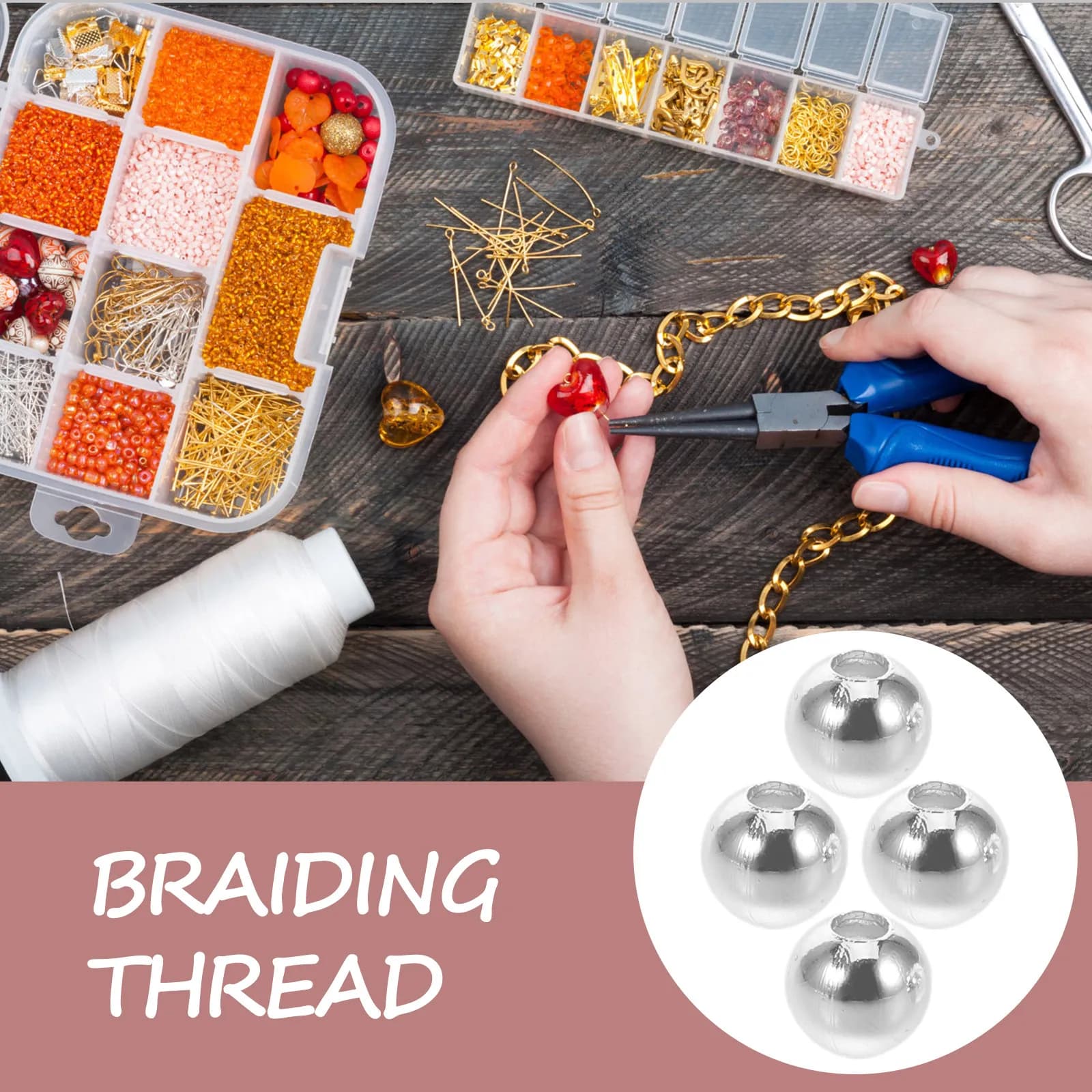 100Pcs Mini Round Silver Metal Spacer Beads Smooth Sphere Charms for Jewelry Making DIY Bracelets Necklaces Earrings Crafts