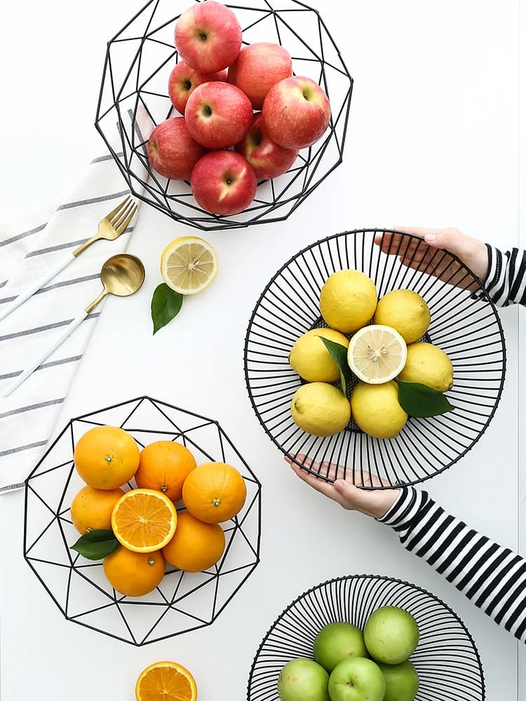 Cesto per Frutta in Stile Nordico, Moderno e Semplice, in Ferro Battuto, per Tavolino da Salotto, Uso Domestico, Cesto Scolapietre per Frutta, Vassoio per Frutta Secca