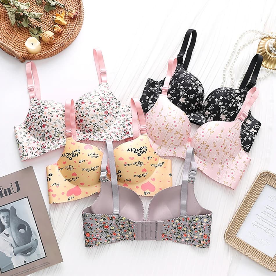 Adorable Girls One Piece Bra No Underwire Push Up Small Busts Design Breathable Comfortable Underwear Suitable Daily Casual Look