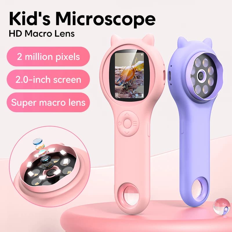 Mini microscopio ottico per bambini con funzione foto e video 500X Osservare i giocattoli educativi per bambini di scienze microscopiche del mondo