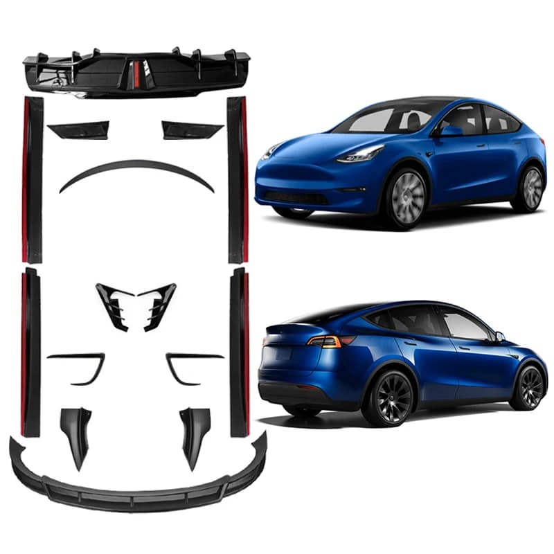 B Fast Style Carbon Fiber Body Kit for Model Y, New PP Material Front Lip, Rear Diffuser, Side Skirt, Spoiler & Bumper