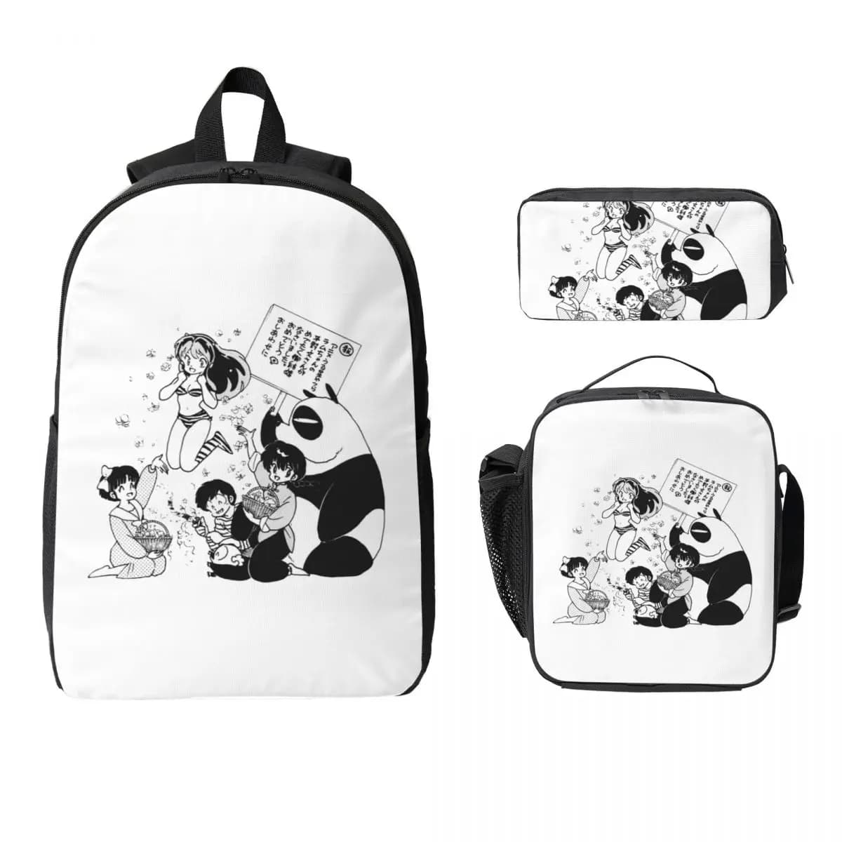 Ranma 12 Urusei Yatsura Zaino Studente Ragazzi Ragazze BookBag Borsa da scuola Borse a tracolla per laptop Borsa da pranzo isolata 3ps Astuccio