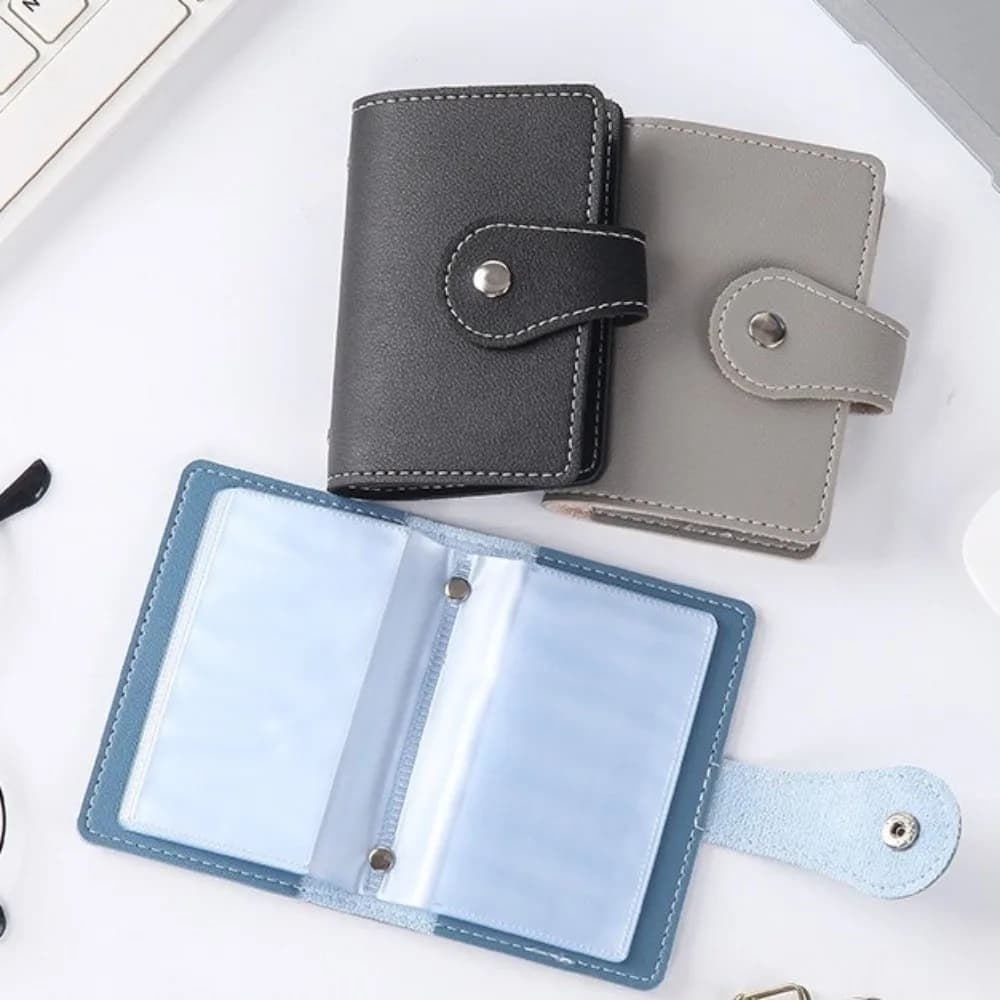Portable 26 Slots Card Holder Bag PU Leather Simple Pocket Case Wallet RFID Blocking Credit ID Card Organizer for Women Men