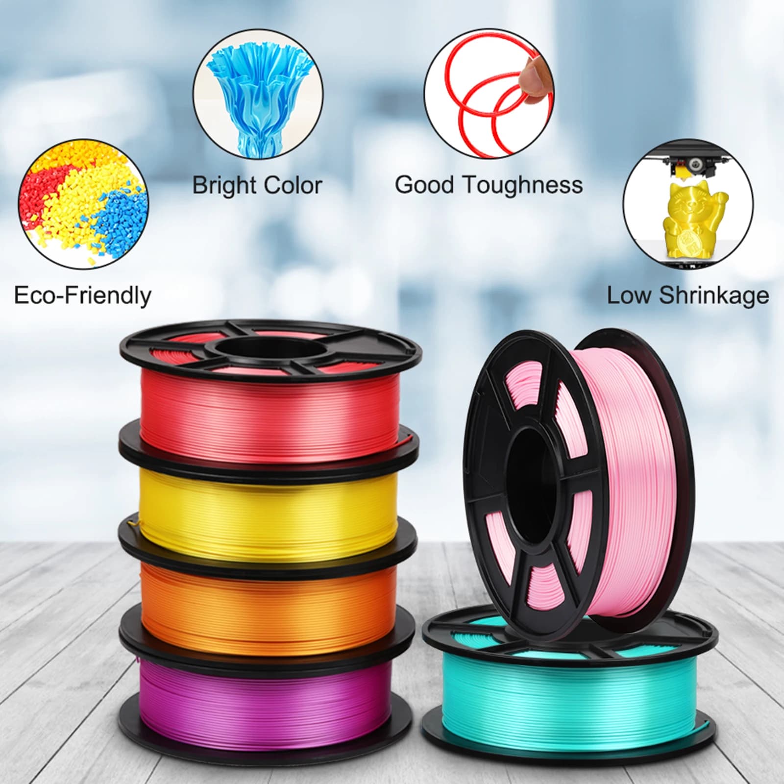 Silk 500g Red Green Blue 1.75mm Silk 3D Printer Filament Materials