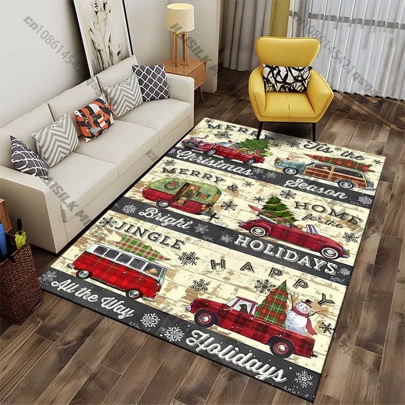 Tappeto natalizio festivo per veicoli, tappeto da yoga, decorazione per soggiorno, tappetino per gattonare per bambini, zerbino, tappeto per area giochi