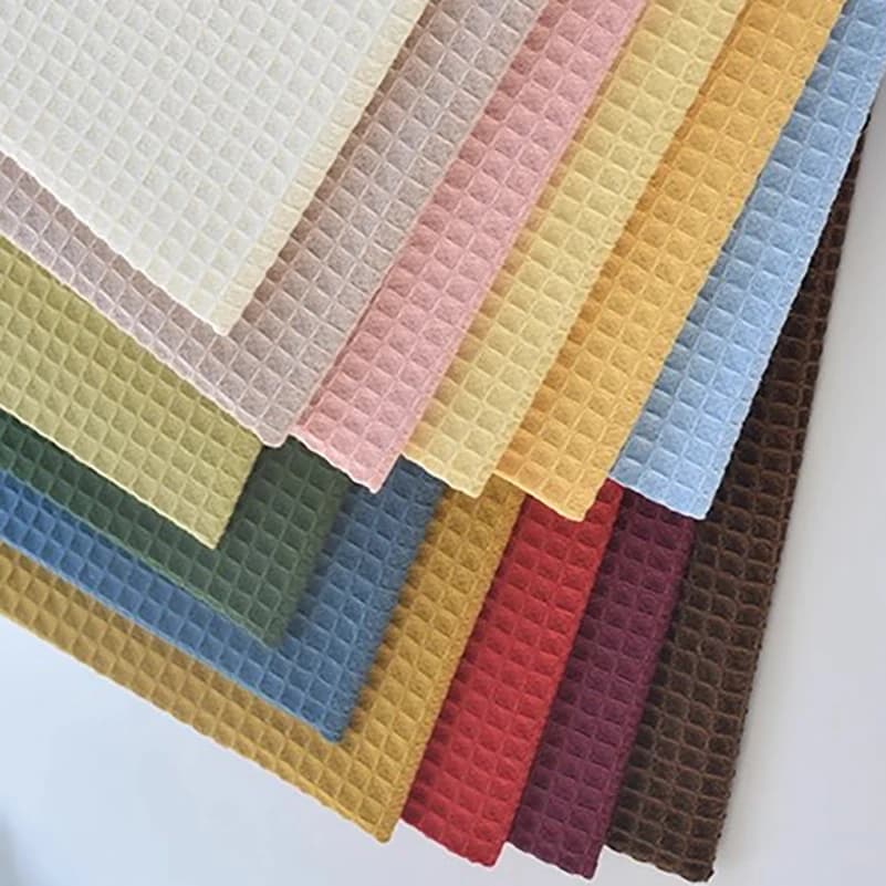 Solid Color Cotton Waffle Fabric Water Absorbent Breathable Textured Cloth for Home Textile DIY Sewing by Half Meter