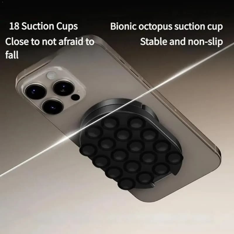 Suction Mount Magnetic Phone Holder Rotatable Wall Mountable Magnetic Stand 3-in-1 Foldable Desktop Stand for Laptop Attachment