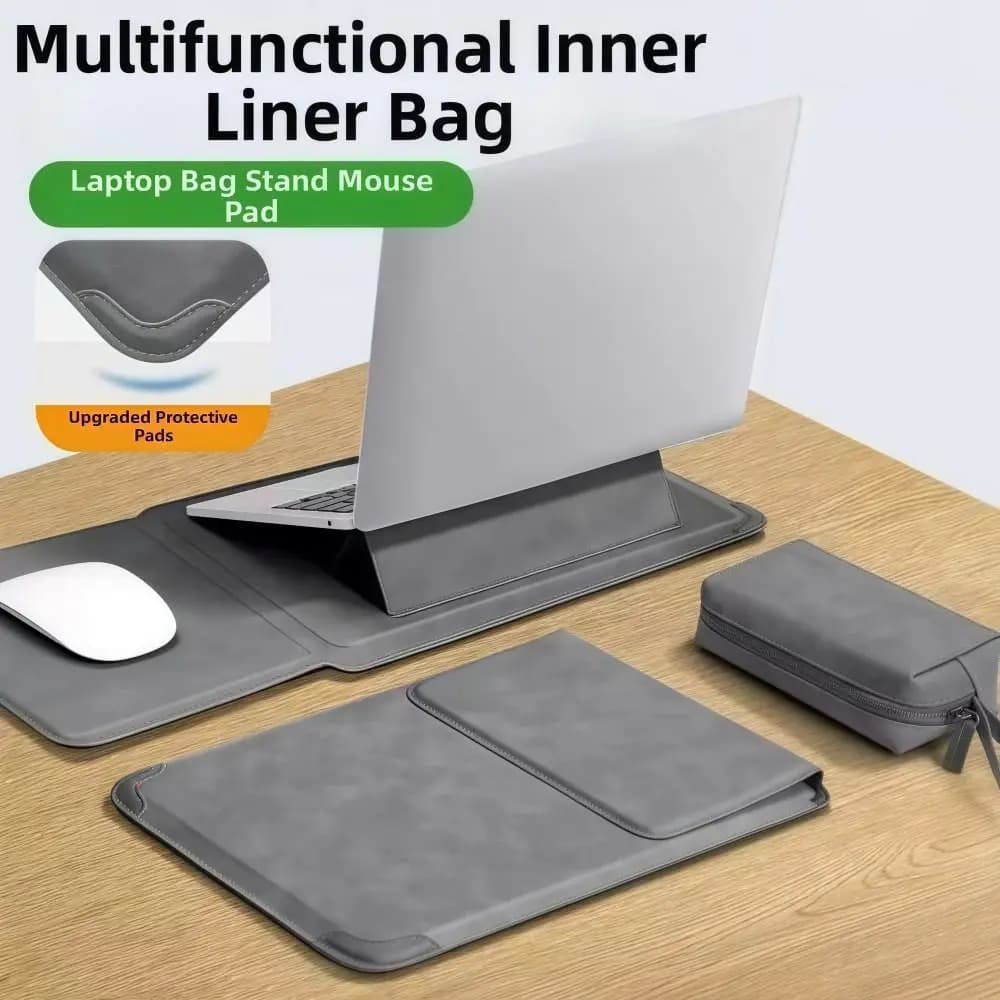 Supporto per laptop 3in1 Borsa per tappetino per mouse Antiurto 13 14 15 15.6 Custodia per laptop da 16 pollici Custodia protettiva per tablet impermeabile in pelle PU